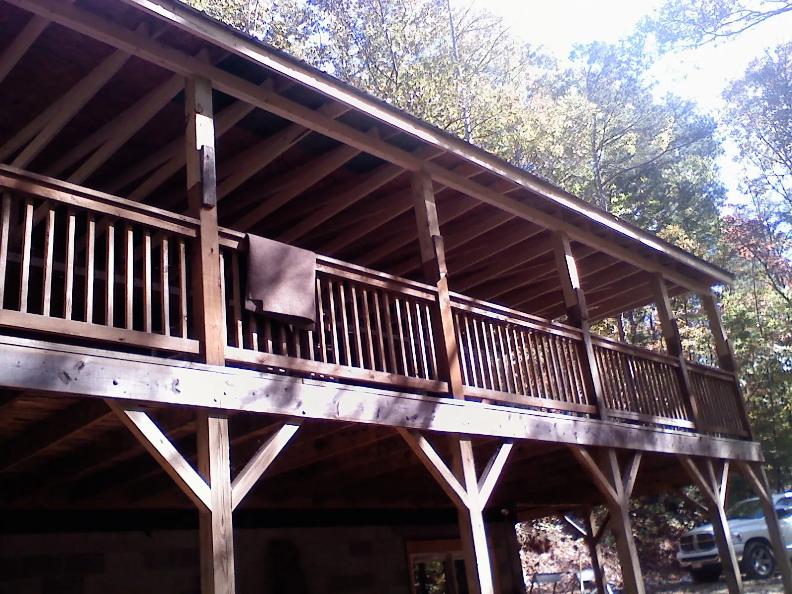 Timber framing under a new elevated porch and deck — Roof Leak Repair in Awendaw by Roofing Brothers